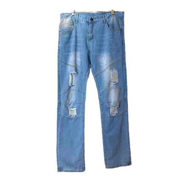 Classic B Men’s Jeans Bootcut Distressed Light Wash Size 36W 31L - Picture 1 of 9